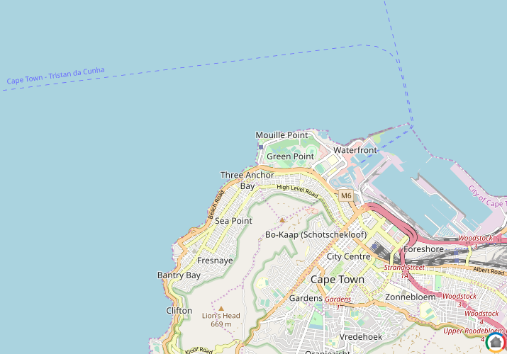 Map location of Three Anchor Bay 